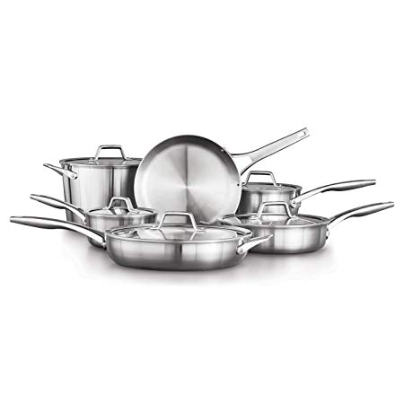 Calphalon 2029640 Premier Stainless Steel 11-Piece Cookware Set, Silver