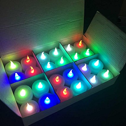 Acmee High Quality Flickering Flameless LED Tea Lights (Pack of 12, Multi-color)