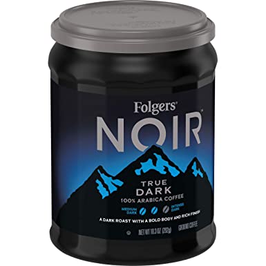 Folgers Noir True Dark Dark Roast Ground Coffee, 10.3 Ounces (Pack of 6)