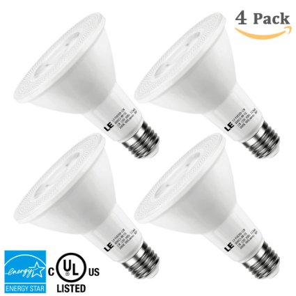 LE® PAR30 LED Bulb, 12W Dimmable Flood Light Bulb, 75W Halogen Bulbs Equivalent, 900lm, 3000K Warm White, 40° Beam Angle, E26 Base, Recessed Lights, Energy Star LED Light Bulbs, UL Listed Spotlight