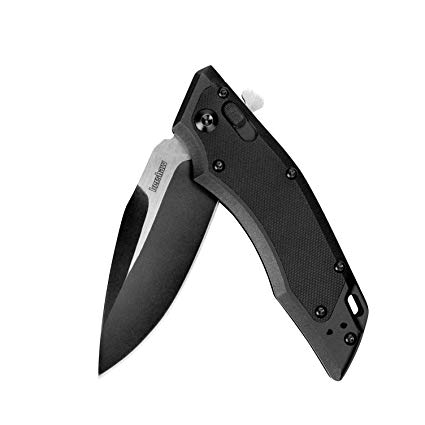 Kershaw Induction Pocket Knife (1905); Black 3.1 Inch Drop Point Blade with 8Cr13MoV Stainless Steel; Includes SpeedSafe Assisted Opening, Flipper, Hawk Lock, and Reversible Pocket Clip