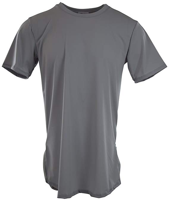 ChoiceApparel Mens Elongated Drop Tail Longline T Shirt with Side Zippers (Stretch Material)