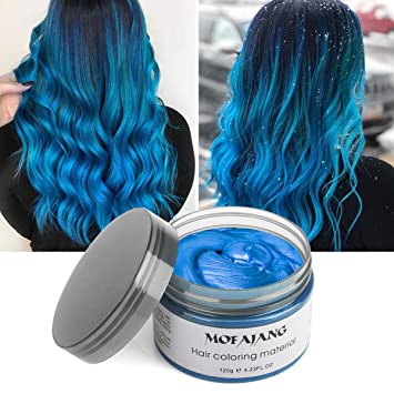 Hair Color Wax Instant Blue Unisex Hair Dye Wax 4.23 oz Temporary Hairstyle Cream Styling Hair Wax Party Cosplay(Blue)