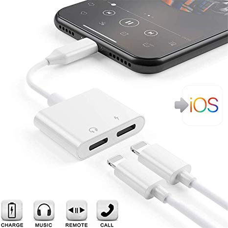 Headphones Adapter dongle for iPhone x jack splitter Adapter Compatible with iPhone 11 /X /XS MAX /XR/7 /7P /8 /8P charger and headphones aux accessories adapter Support All iOS