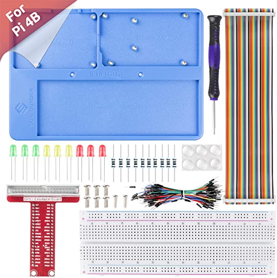 SunFounder Raspberry Pi RAB Holder Breadboard Kit with 830 Points solderless Circuit Board Raspberry Pi Holder for Arduino R3, Mega 2560 & Raspberry Pi 4B, 3B , 3B, 2B and 1B , A