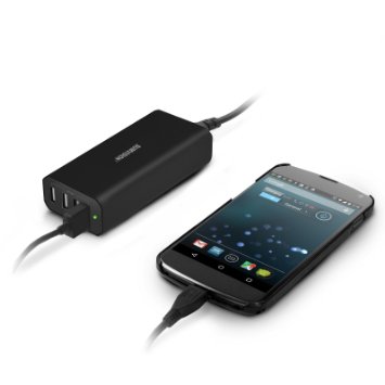 Sumvision 4-Port High Speed Portable Desktop Universal USB Charger PowerIQ Smart Technology for iPhone,iPad Air 2,Galaxy S6/S6 Edge,Nexus,HTC M9,Nokia