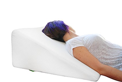 Bed Wedge Pillow with Memory Foam Top by Cushy Form - Best for Sleeping, Reading, Rest or Elevation - Breathable and Washable Cover (12 Inch Wedge, White)