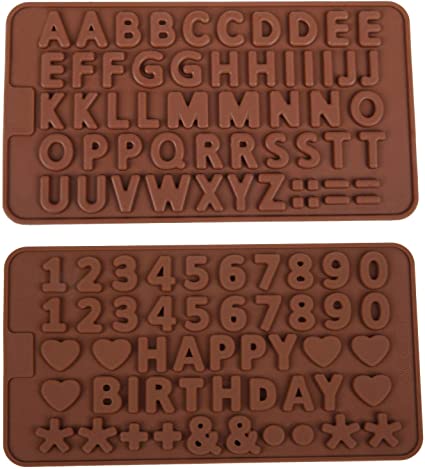2PK A to Z Letters  Happy Birthday/Numbers/Symbols Mold Chocolate Fondant Decorating Silicone Tray