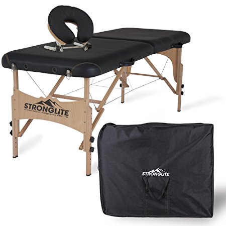 STRONGLITE Portable Massage Table Package Shasta - All-In-One Treatment Table w/ Adjustable Face Cradle, Pillow & Carrying Case