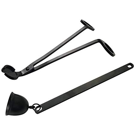 Matte Black Stainless Steel Candle Wick Trimmer and Candle Snuffer Set