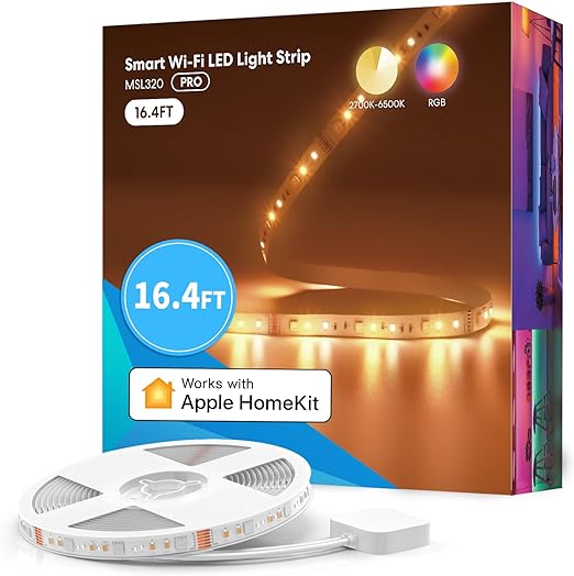 meross Smart Strip Light 5M LED Light Strip Compatible with Apple HomeKit Alexa Voice and Remote Control, RGBWW Color Changing LED Strips for Home, Indoor, 5m (16.4ft)