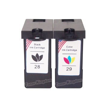 Toner Kingdom Remanufactured Compatible with Lexmark 28 18C1528 and 29 18C1529 Combo Pack Ink Cartridges - 2 Pack 1PK Black and 1PK Color