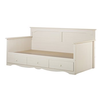 South Shore Summer Breeze Twin Daybed with Storage, 39-Inch, White Wash