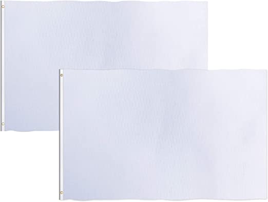 Consummate Solid White Flag 3x5 Foot Plain White Blank Flags Banner Polyester with Brass Grommets,2 Pack