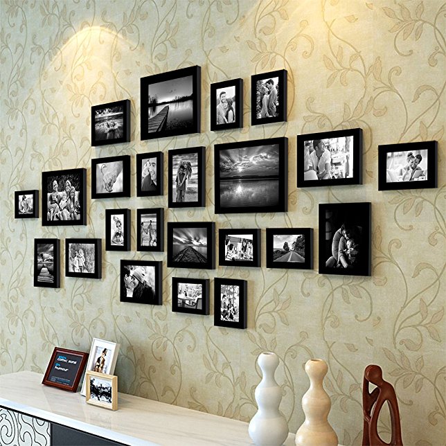 Painting Mantra Art Street Extravagant Wall Hanging Individual Photo Frame- Set Of 23 (Multiple Size , Black)