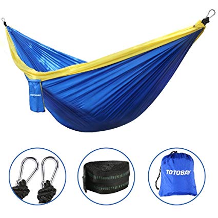 Hammock, TOTOBAY Camping Hammocks with Friendly Tree Straps and Steel Carabiners- Eno Hanging Hammock for Travel, Backpacking, Beach, Yard. (118"L x 78" W)