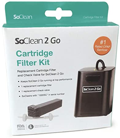 SoClean Replacement Cartridge Filter Kit for SoClean 2 Go Travel Machines, Includes Filter Cartridge and Check Valve, Genuine OEM with Full Warranty