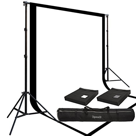 Two Prism 9x15' 100% Cotton Muslin Backdrops and The Ravelli Full Size 10x12' Background Stand Set