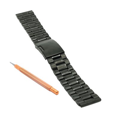 Ritche 22mm Stainless Steel Bracelet Watch Band Strap Straight End Solid Links Color Black