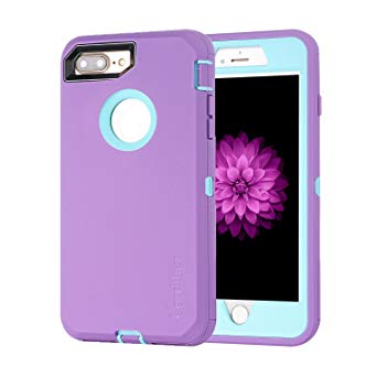 Lordther 5.5-Inch iPhone 8 Plus Case, ShieldOn Series [Military Grade] [Heavy Duty] Synthetic Rubber TPU Case Covers with [Bonus Screen Protector] for iPhone 7 Plus&iPhone 8 Plus (Purple/Blue)