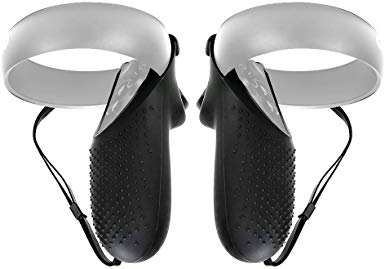 (1 Pair) Orzero Protective Controller Cover Compatible for Oculus Quest, Rift S, Sweatproof Silicone Frosted Shell Case Anti-Slip Washable VR Gaming Headset Controllers Handle-Black