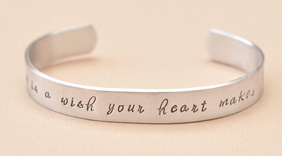 A dream is a wish your heart makes hand stamped bracelet - inspirational hand stamped bracelet - dandelion stamp design