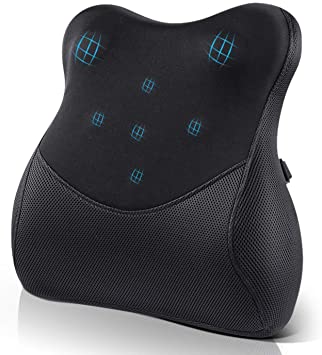 Lumbar Support Pillow for Chair - Mkicesky Memory Foam Back Support Cushion, Ergonomic Orthopedic Backrest Relief Lower Back Pain with Massage Nodes for Car Seat, Office Chair, Wheelchair and Recliner