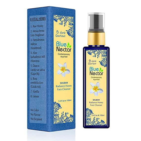 Blue Nectar Ayurvedic Honey and Aloevera Face Wash and Makeup Remover | Daily Facial Cleanser for Women and Men | For All Skin Types