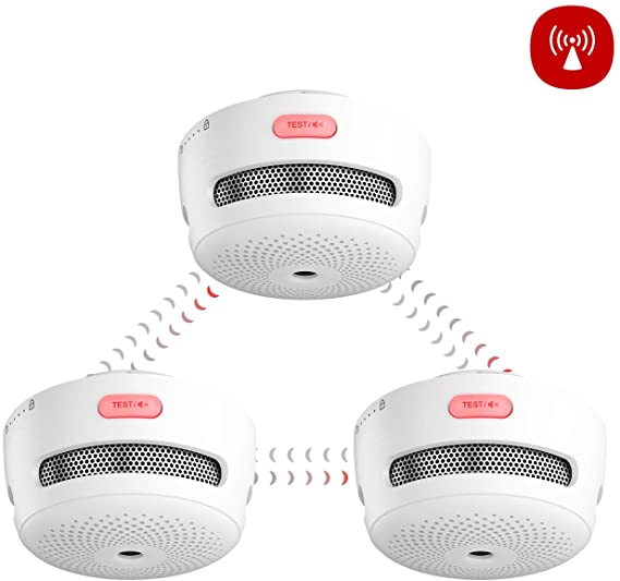 X-Sense Wireless Interconnected Smoke Alarm Detector, Mini Fire Alarm with Replaceable Battery-Operated, Radio-Interlink Smoke Alarm, Compliant with UL 217 Standard, XS01-WR, 3-Pack