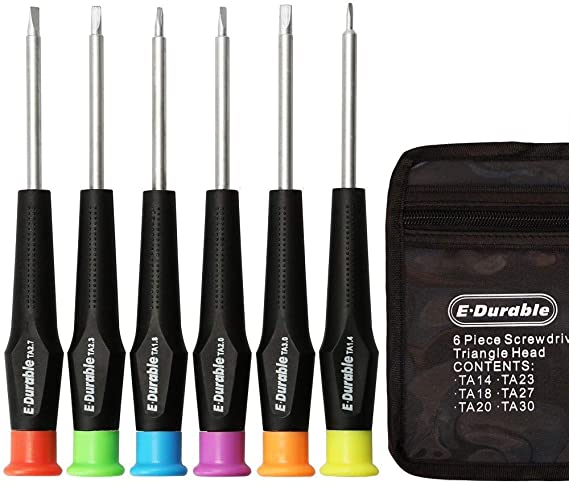 E·Durable Triangle Head Screwdriver Set, Triangle Screws Driver Tool Kit Fix Electronic Toys - Thomas McDonald's Toy Repair & Battery Replacement, in Carry Pouch (6in1) …