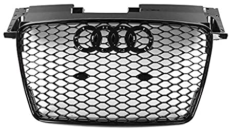 ZMAUTOPARTS TTRS Style Honeycomb Mesh Hex Grille Gloss Black Compatible With 2007-2014 TT/TT Quattro