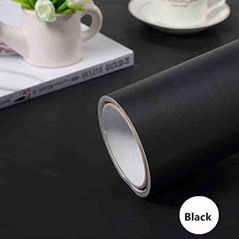 Black Self Adhesive Wallpaper Removable Peel and Stick Self Adhesive Film Stick Paper Easy to Apply Peel and Stick Wallpaper Stick Wallpaper Shelf Liner Table and Door Reform(15.7" x118")