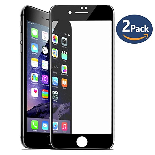 iPhone 7 Plus Screen Protector, [2 PACK]JACNITAD iPhone 7 Plus Tempered Glass Full Coverage High Definition Ultra Clear Film Anti-Bubble 3D PET [Soft Edge Hybrid] for iPhone 7 Plus (Black)