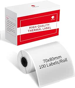 Phomemo Transparent Thermal Label Paper, Size 70x80mm, Compatible for Phomemo M200/M220 Label Printer, 100pcs