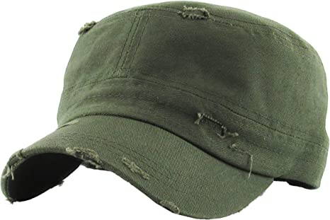 Vintage Distressed Cadet Army Cap Basic Everyday Military Style Hat