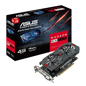 ASUS Radeon RX 560 4GB GDDR5 DP HDMI DVI AMD Graphics Card (RX560-4G)