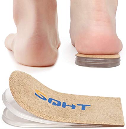 SQHT Adjustable Orthopedic Heel Lift - Height Increase Insoles for Leg Length Discrepancies and Achilles Tendonitis, Heel Cushion for Heel Pain, Heel Spurs (Beige)