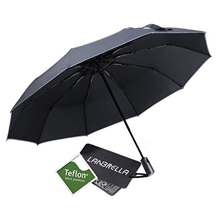 LANBRELLA Wind Resistant Reflective Umbrella Teflon Canopy 10-Rib