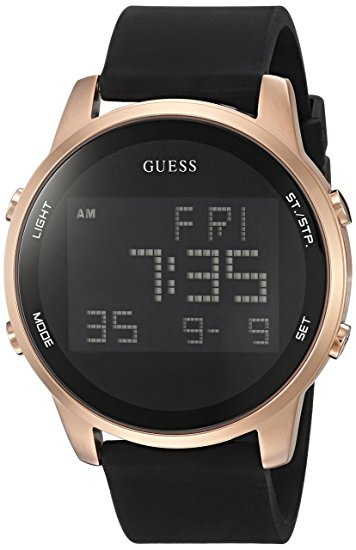 GUESS Men's Stainless Steel Digital Silicone Watch, Color: Black (Model: U0787G2)