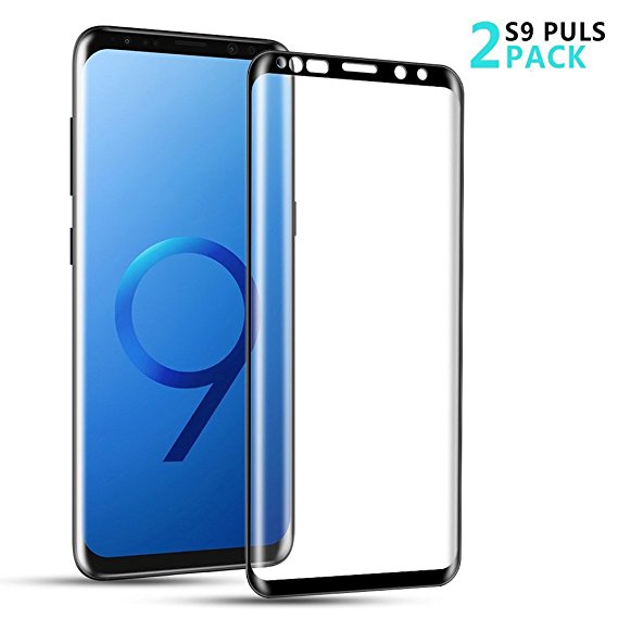 Galaxy S9 PLUS Glass Screen Protector, [2 Pack] Brocase S9 PLUS Tempered Glass 3D Curved HD Ultra Clear Full Coverage 9H Hardness Film[Anti-Scratch, Anti-Bubble] Screen Protector For Samsung S9 Plus