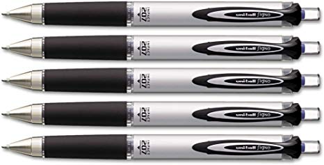 Uni-Ball Impact Retractable Gel Ink Pen, Blue Ink, 5 Pens (65871)