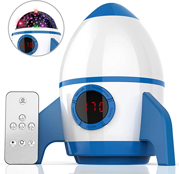 Aisuo Night Light for Kids, Rechargeable Starry Lighting Lamp with Timer, Remote Control & Rotating, Ideal Gift for Girls, Friends.(Blue and White)
