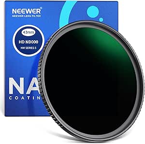 NEEWER 43mm ND Filter ND1000 10 Stops Neutral Density Filter Multi Layer Nano Coated/HD Optical Glass/Water Repellent/Scratch Resistant/Ultra Slim Black Matte Aluminum Alloy Frame for Long Exposure