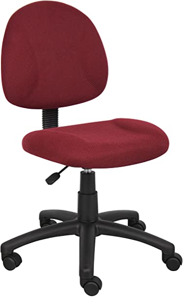 Boss Office Products Perfect Posture Deluxe Office Task Chair without Arms, Burgundy
