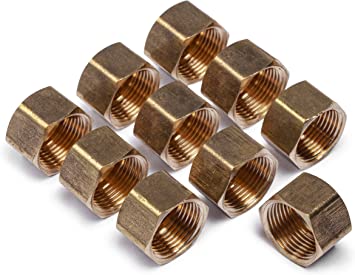 LTWFITTING 3/8-Inch Brass Compression Cap Stop Valve Cap,BRASS COMPRESSION FITTING (Pack of 10)