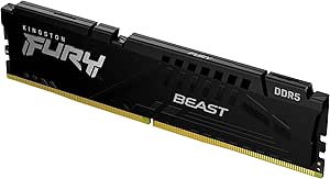 Kingston Fury Beast 16GB 6000MT/s DDR5 CL30 Desktop Memory | AMD Expo | Plug N Play | Single Module | KF560C30BBE-16