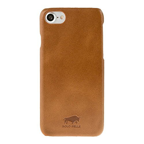 Solo Pelle iPhone 7 "Ultra Slim" Leather Case Overlay on Polycarbonate Back Cover for Apple iPhone iPhone 7 (Cognac Brown)