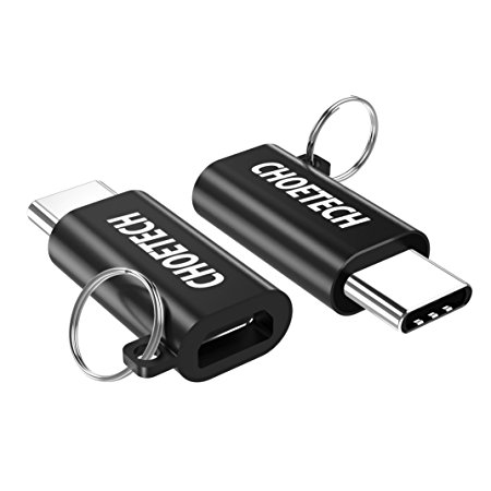 USB C Adapter, CHOETECH 2-Pack USB-C to Micro USB Adapter Convert Connector with Keychain and 56k Resistor for HTC 10, LG G5, Nexus 5X, Nexus 6P, Lumia 950, OnePlus 3, and More