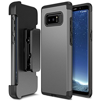 Galaxy Note 8 Case Holster, Trianium [Duranium Series] Heavy Duty Protective Cover with Belt Clip and Kickstand For Samsung Note 8 Phone [Extreme Protection]- Gunmetal