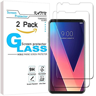 LG V30 Screen Protector - KATIN [2-Pack] Tempered Glass Screen Protector For LG V30, V30 , V30 Plus [Will Not Fit Entire Screen] 9H Hardness with Lifetime Replacement Warranty